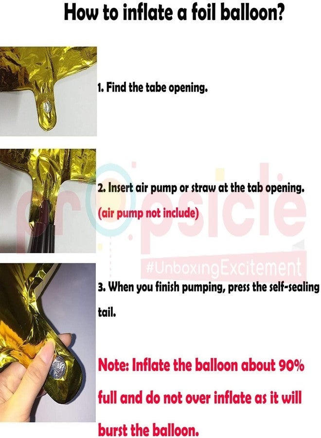 بروبسيكل بالونات هيليوم بروبسيكل مقاس 16 بوصة على شكل الرقم 10، لون ذهبي وردي، عبوة من قطعتين | بالونات عيد ميلاد/ذكرى زواج رقم 10 | الرقم 10 - Image 4